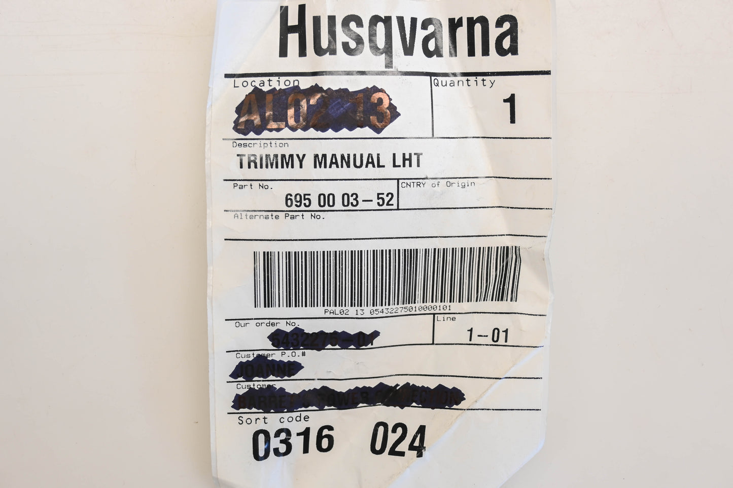 New OEM Husqvarna 695 00 03-52, 695000352 Manual LHT Trimmer Head Assembly NOS