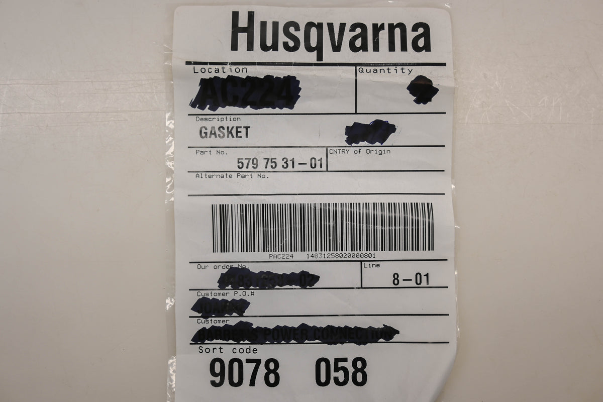 New OEM Husqvarna 579 75 31-01, 579753101 Muffler Gasket NOS