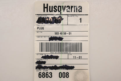 New OEM Husqvarna 503 40 59-01, 503405901 Plug NOS