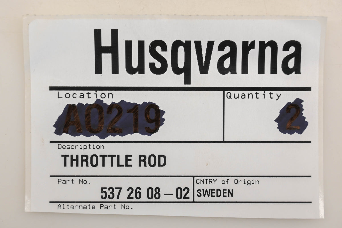 New OEM Husqvarna 537 26 08-02, 537260802 Throttle Rod NOS