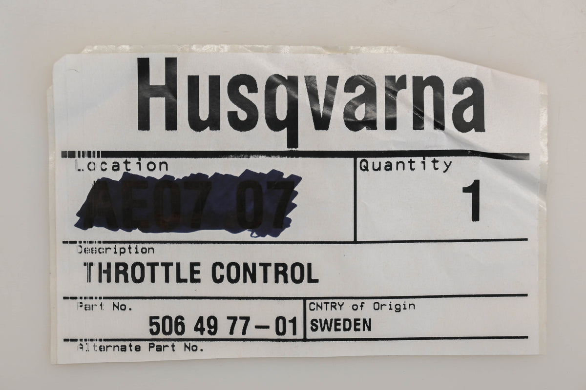 New OEM Husqvarna 506 49 77-01, 506497701 Throttle Control Kit NOS
