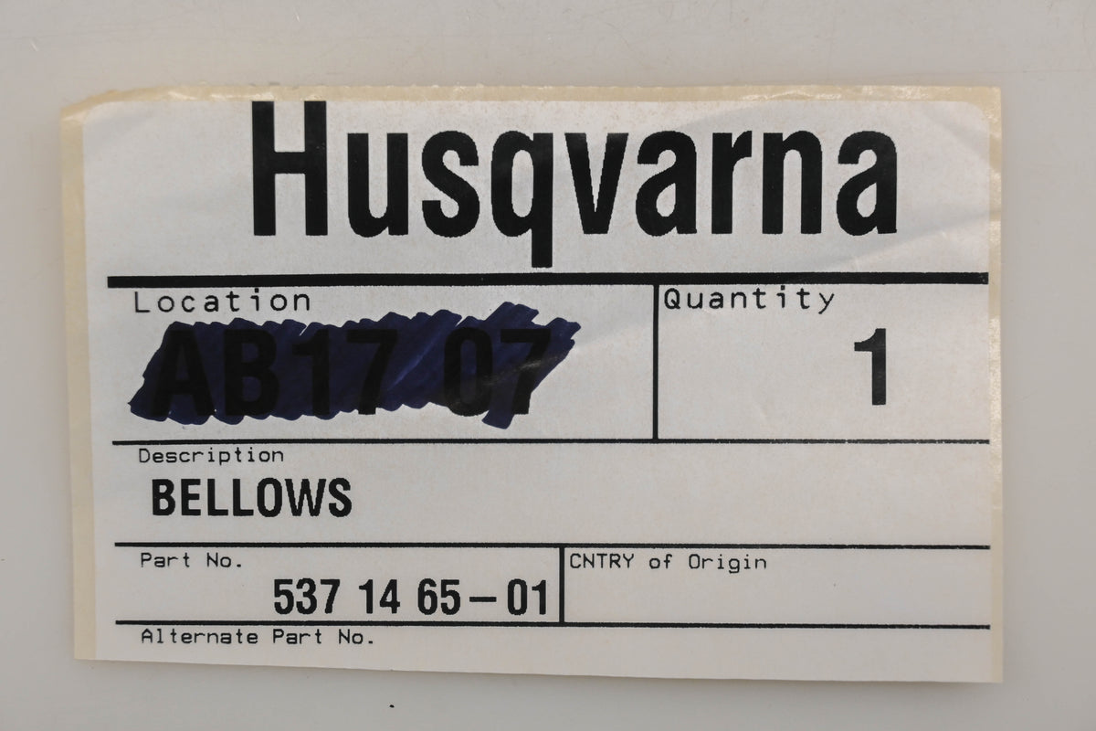 New OEM Husqvarna 537 14 65-01, 537146501 Bellows NOS