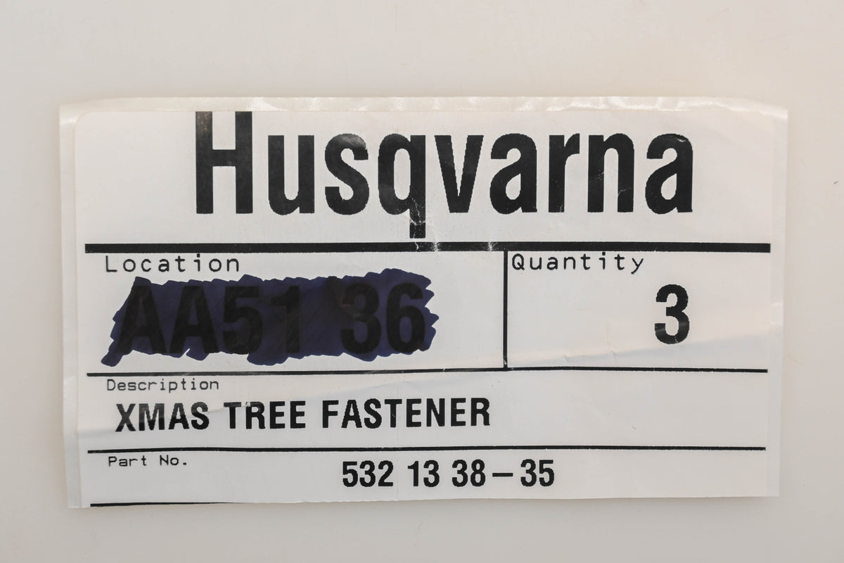 New OEM Husqvarna 532 13 38-35, 532133835 XMAS Tree Fasteners Qty 3 NOS