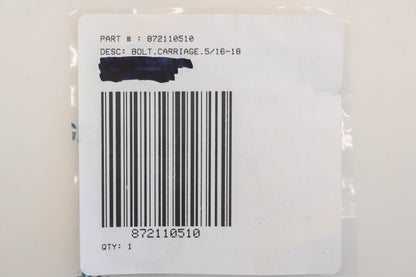 New OEM Husqvarna 872 11 05-10, 872110510 5/16"-18 x 1-1/4" Carriage Bolt NOS