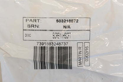 New OEM Husqvarna 503 21 88-72, 503218872 M6 x 26mm Screw NOS