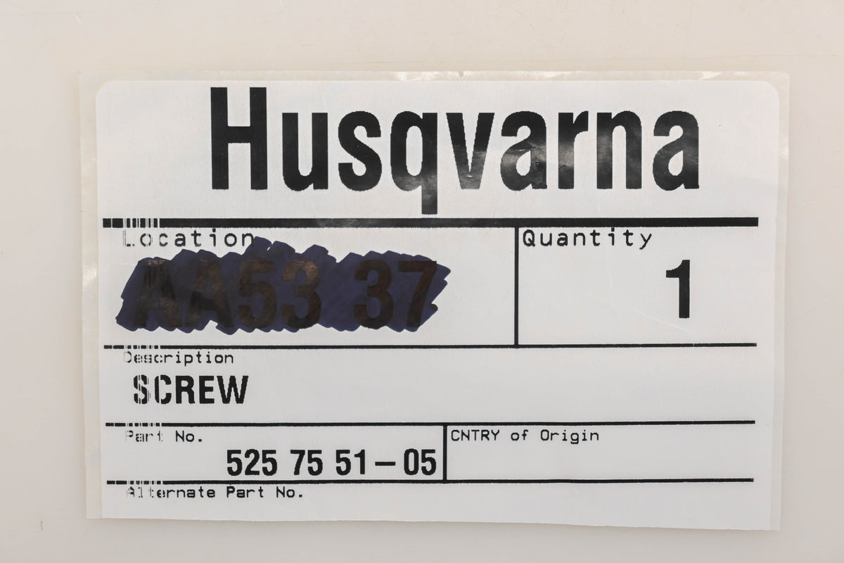 New OEM Husqvarna 525 75 51-05, 525755105 M5-0.8 x 12mm Screw NOS