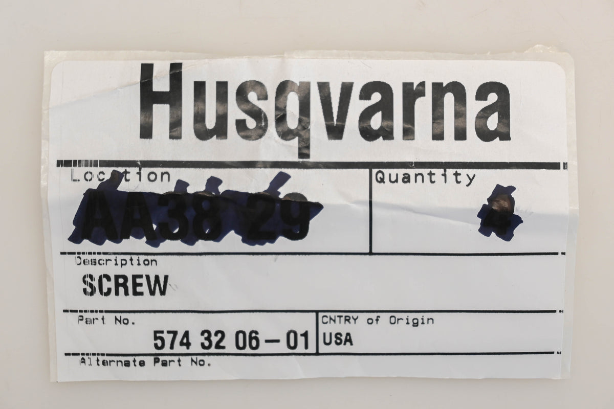 New OEM Husqvarna 574 32 06-01, 574320601 M5-0.8 x 25mm Screw NOS