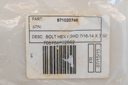 New OEM Husqvarna 871 02 07-48, 871020748 7/16"-14 x 2-15/16" Flanged Bolt NOS