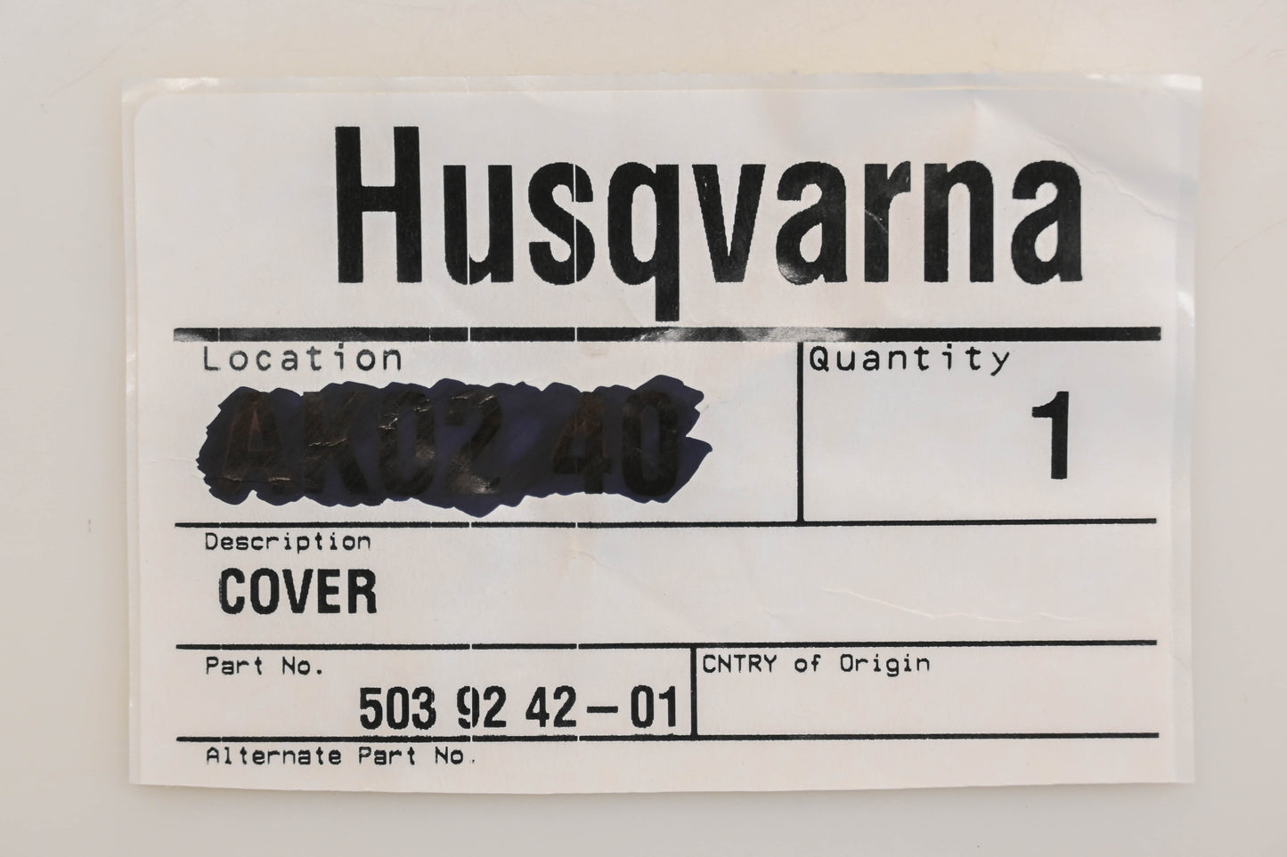 New OEM Husqvarna 503 92 42-01, 503924201 Cover NOS