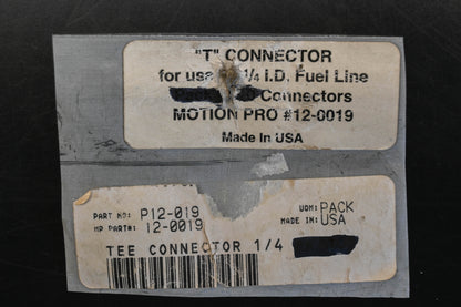 Motion Pro 12-0019, P12-019 1/4" Tee Connectors Qty 2 NOS