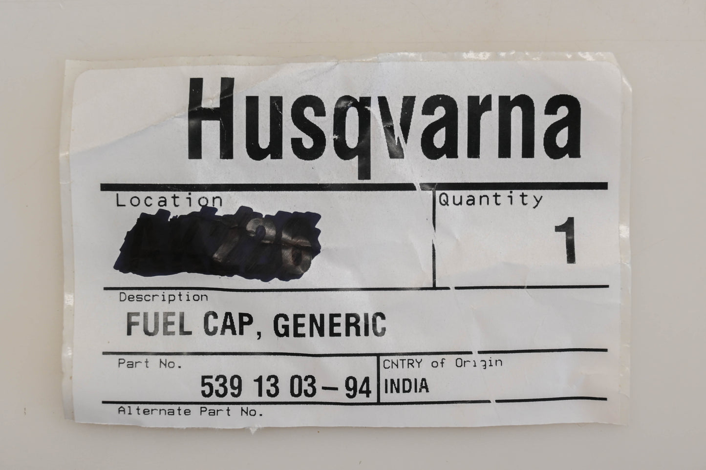 New OEM Husqvarna 539 13 03-94, 539130394 Fuel Cap NOS