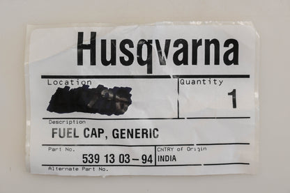 New OEM Husqvarna 539 13 03-94, 539130394 Fuel Cap NOS