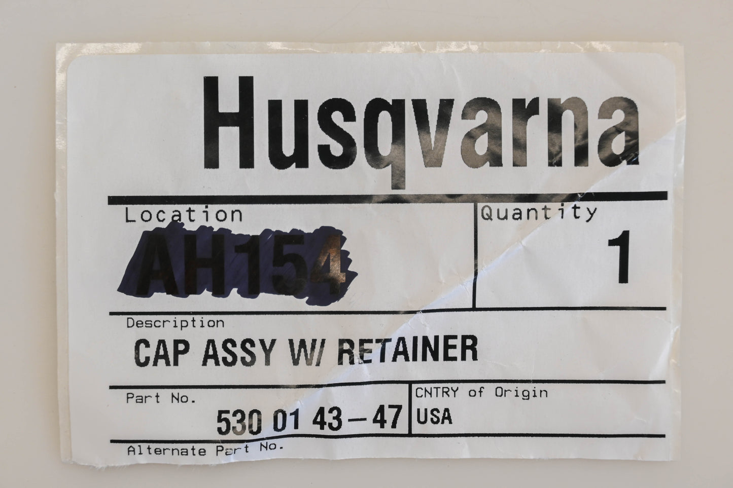 New OEM Husqvarna 530 01 43-47, 530014347 Fuel Cap Assembly NOS
