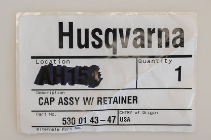 New OEM Husqvarna 530 01 43-47, 530014347 Fuel Cap Assembly NOS
