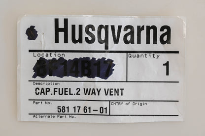 New OEM Husqvarna 581 17 61-01, 581176101 Fuel Cap Assembly NOS