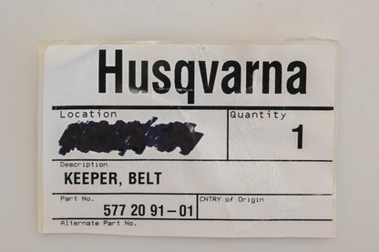 New OEM Husqvarna 577 20 91-01, 577209101 Belt Keeper NOS