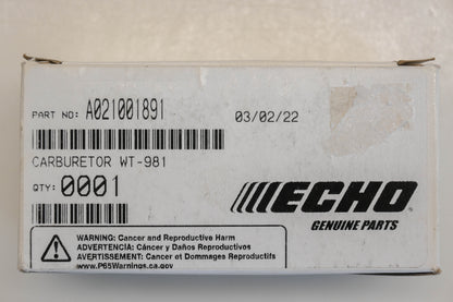 New OEM Echo A021001891 Carburetor NOS