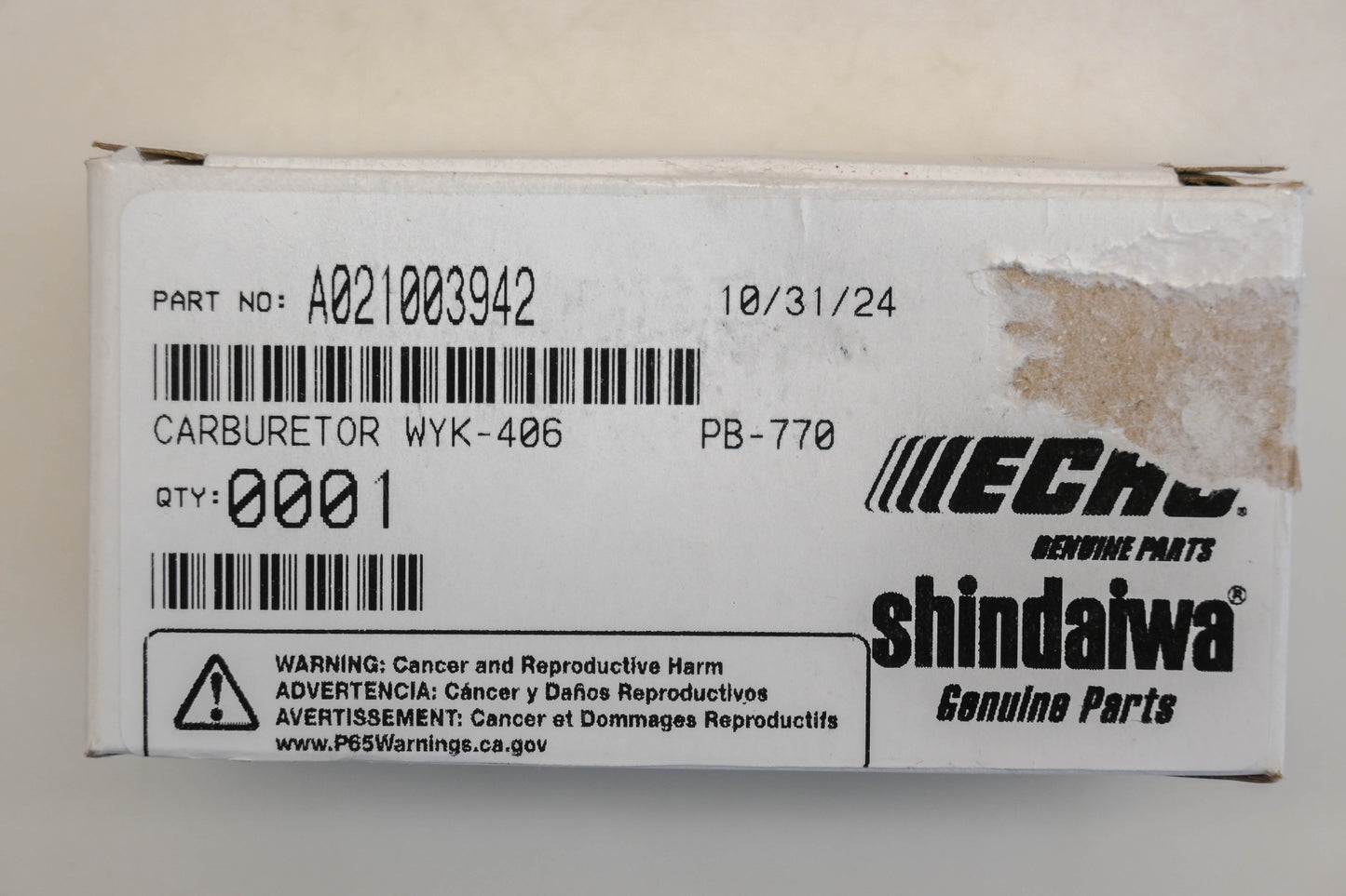 New OEM Echo A021003942 Carburetor NOS
