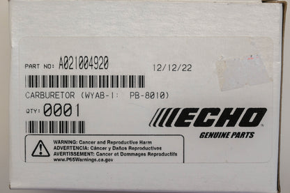 New OEM Echo A021004920 Carburetor NOS