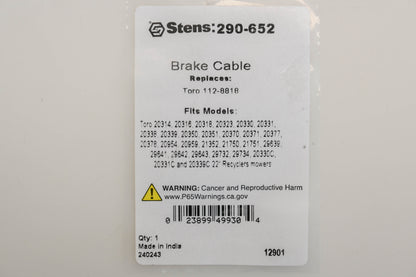 Stens 290-652, 112-8818 50-1/2" Brake Cable NOS