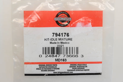 New OEM Briggs & Stratton 794176 Idle Mixture Kit NOS