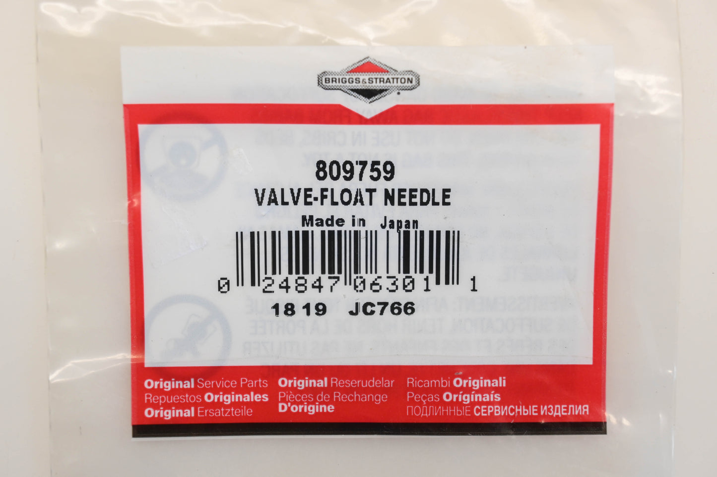 New OEM Briggs & Stratton 809759 Float Valve Needle NOS