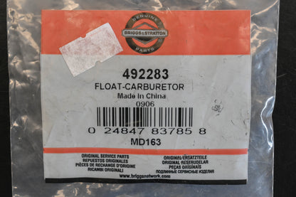 New OEM Briggs & Stratton 492283 Carburetor Float Kit NOS