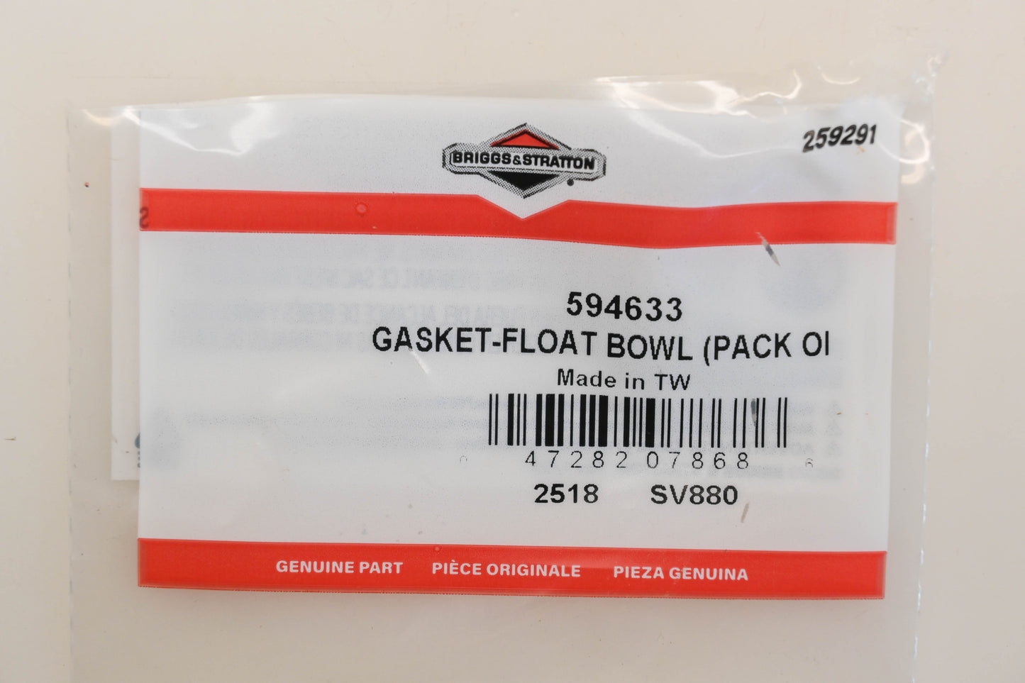 New OEM Briggs & Stratton 594633 Carburetor Float Bowl Gaskets Qty 5 NOS