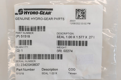Hydro-Gear 51518 1" x 1.577" x 0.27" Lip Seal NOS