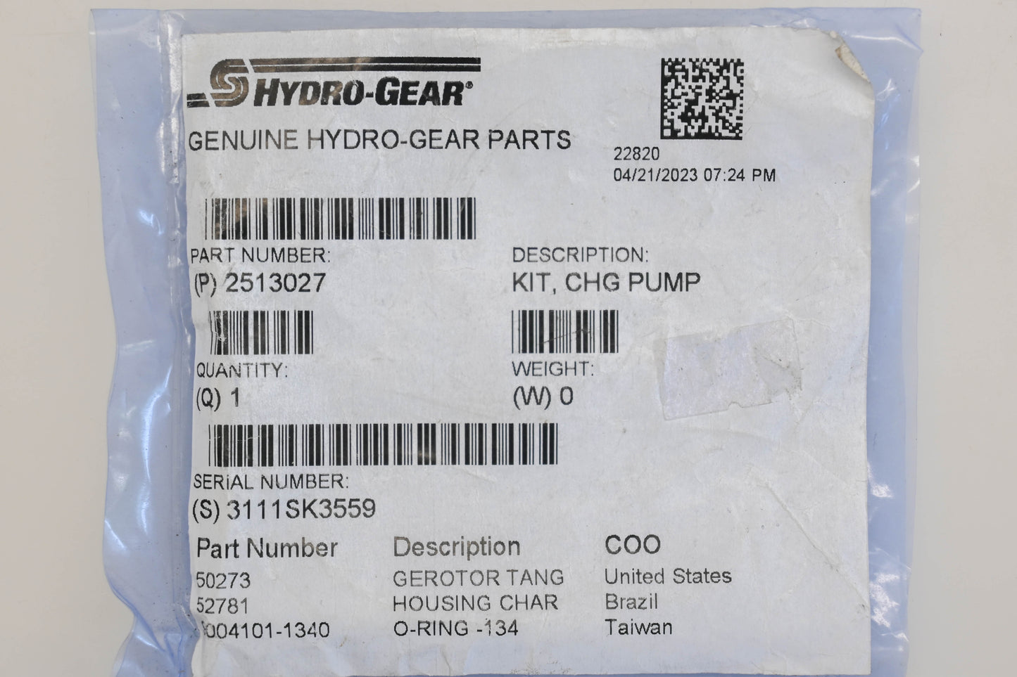 Hydro-Gear 2513027 Charge Pump Kit NOS