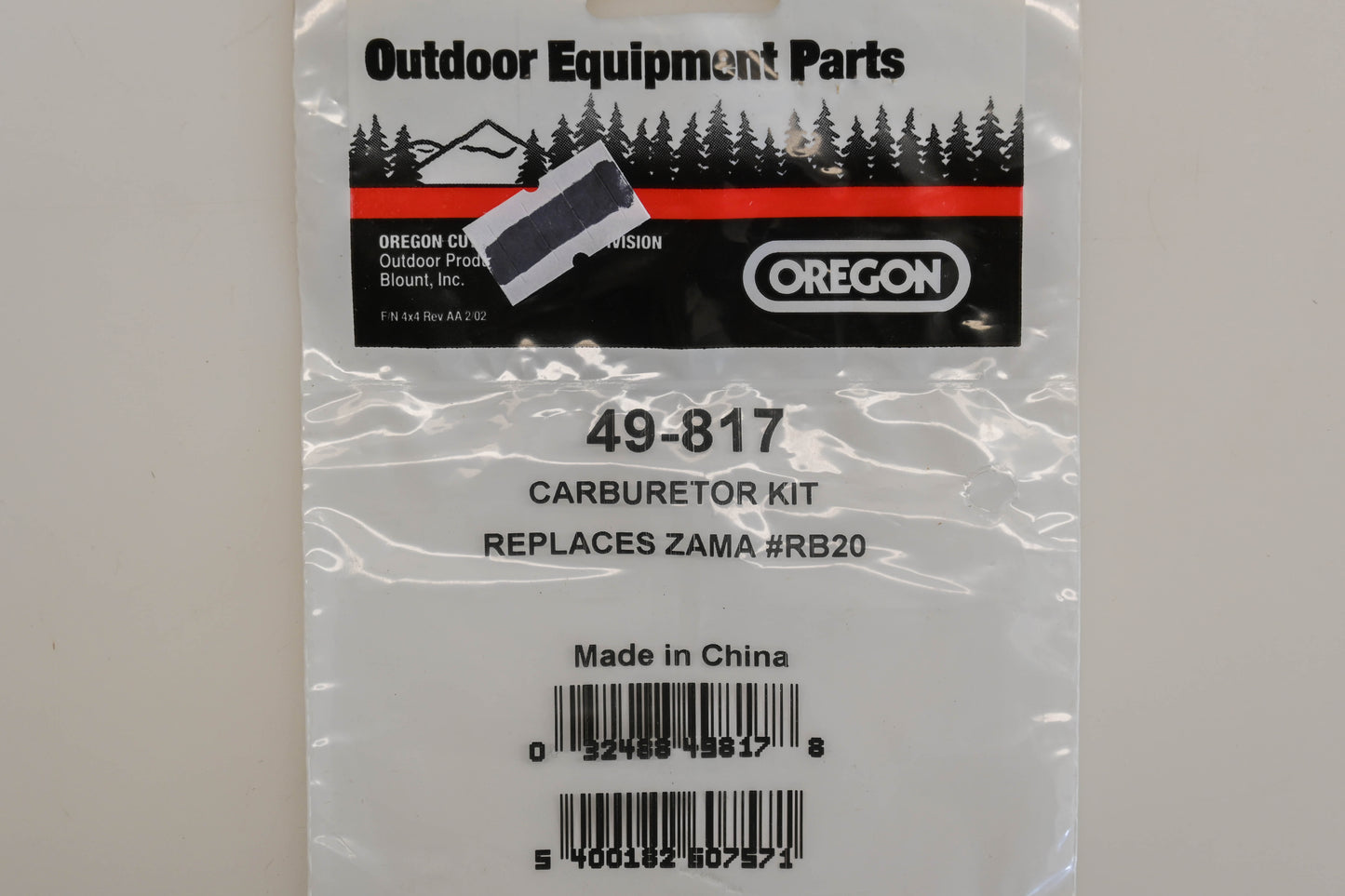 Oregon 49-817, RB-20 Carburetor Repair Kit NOS