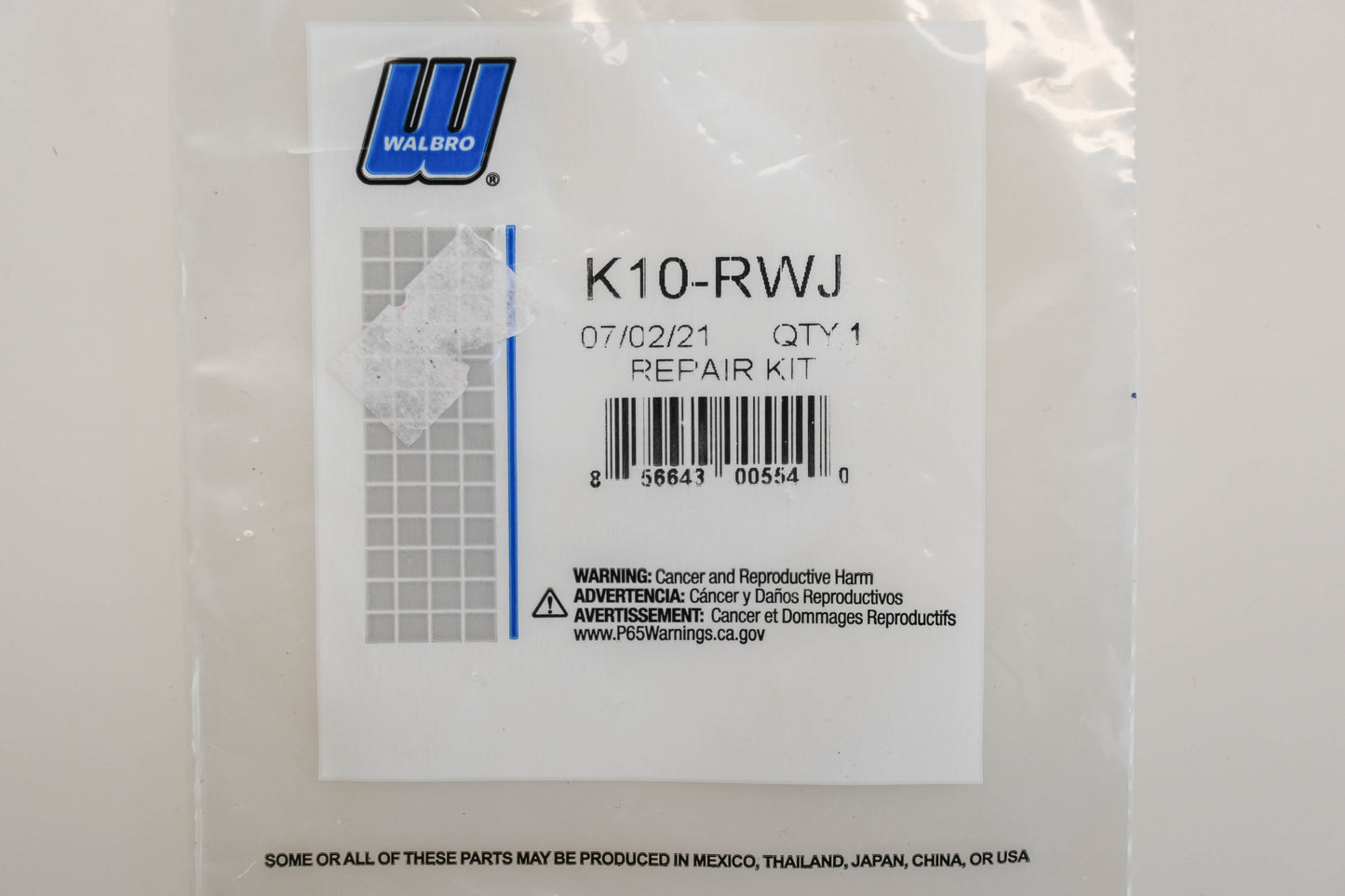 Walbro K10-RWJ Carburetor Repair Kit NOS
