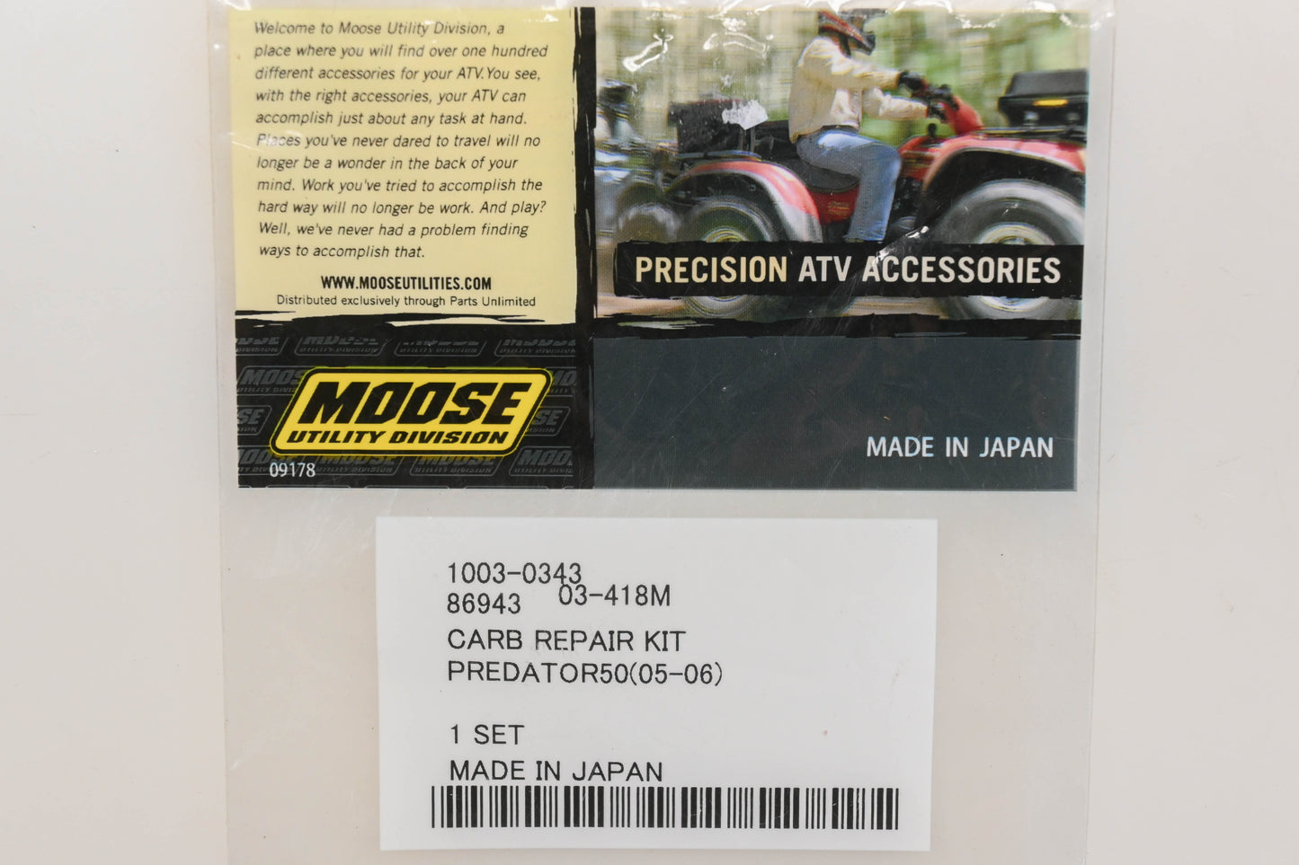 Moose Utility 1003-0343, 03-418M Carburetor Repair Kit NOS