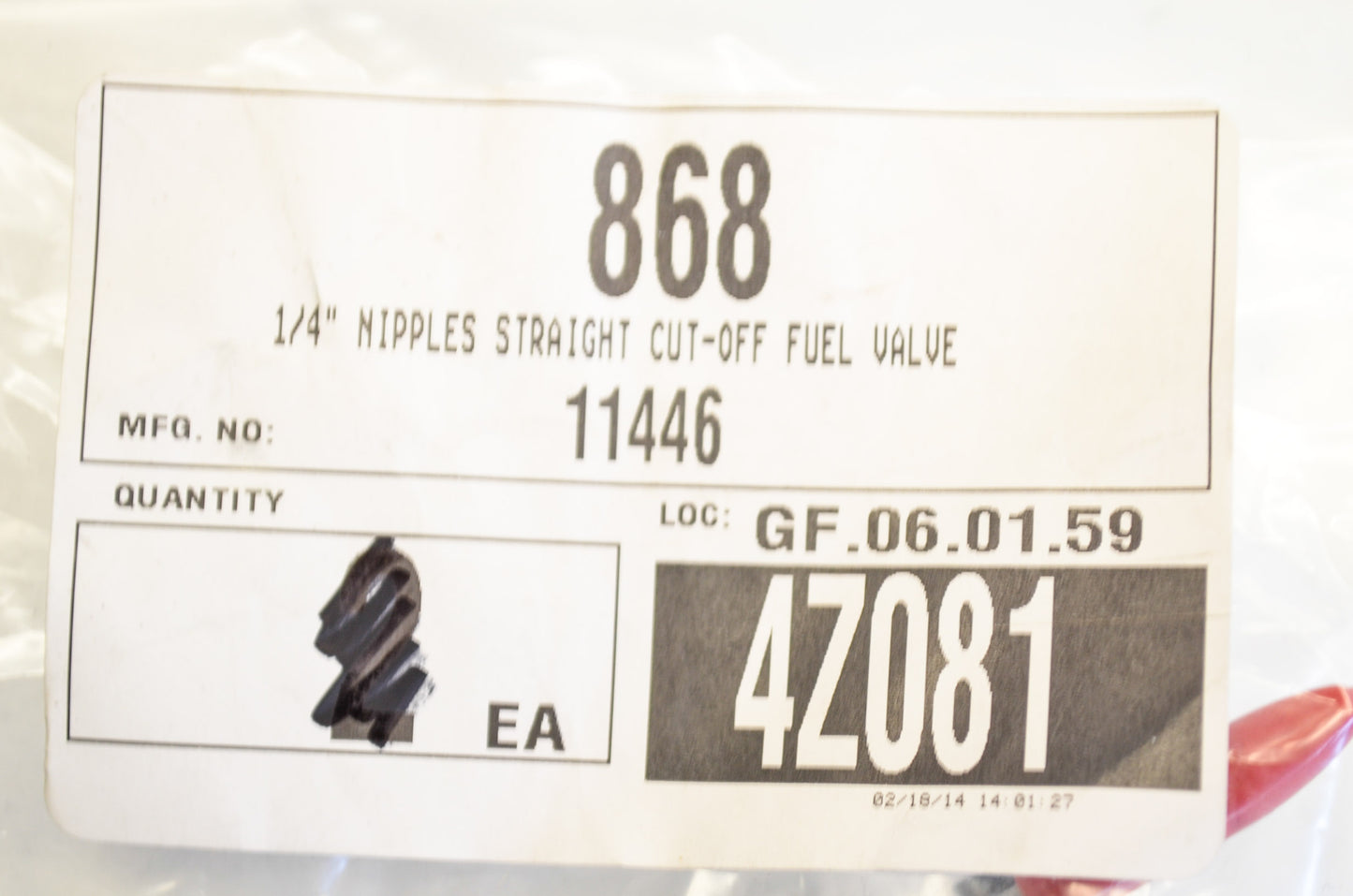 New Dapco Straight Cut-Off Fuel Valve 1/4' Nipples NOS