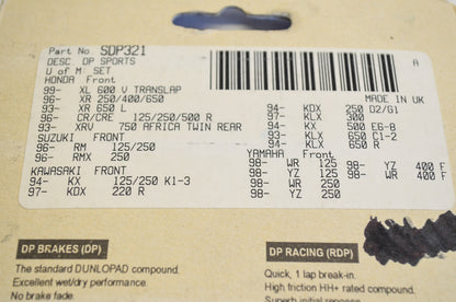 New DP Pro-MX Sintered Brake Pad Pair NOS