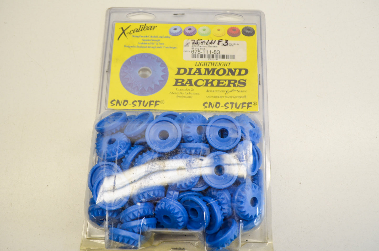 New Sno Stuff X-Calibur 5/16 Diamond Backer Plates Blue QTY 96 NOS