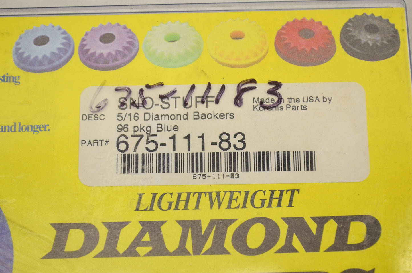 New Sno Stuff X-Calibur 5/16 Diamond Backer Plates Blue QTY 96 NOS