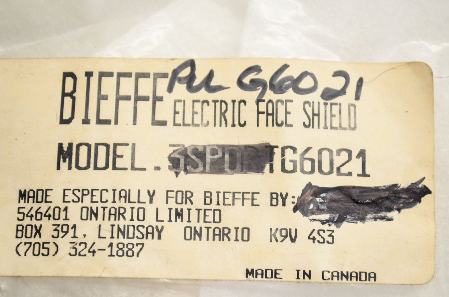 Electric Face Shield Clear NOS