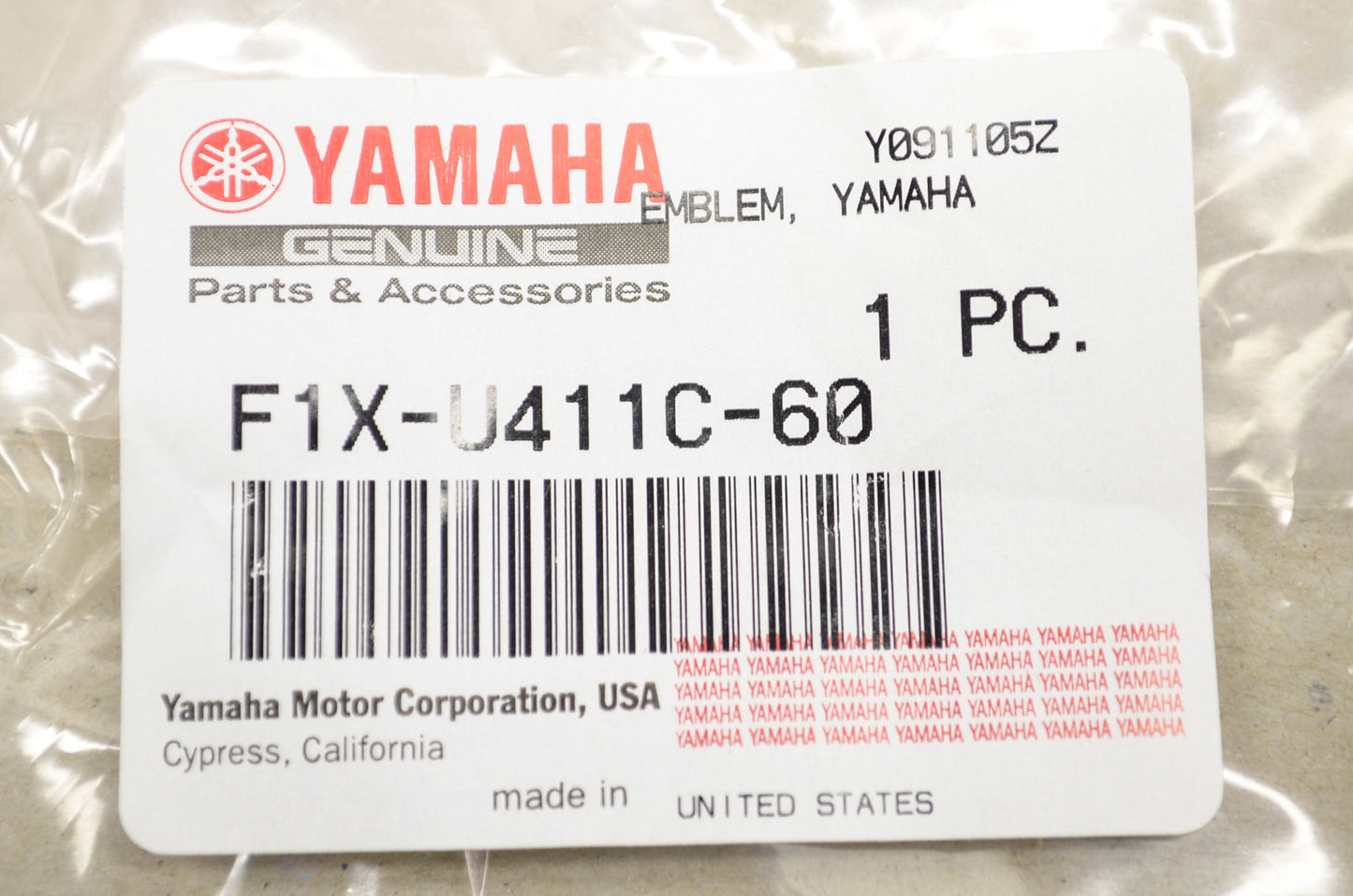 OEM Yamaha F1X-U411C-60-00 Yamaha Emblem NOS