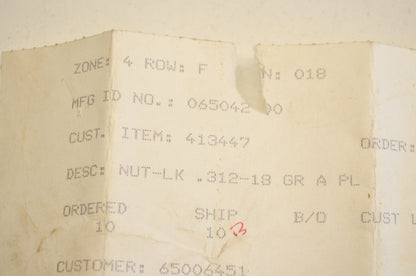 New Gravely Nut .312-18 QTY 7 NOS