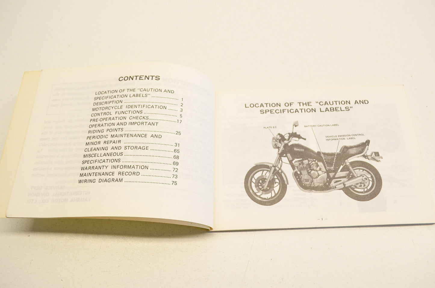 New OEM Yamaha XJ550H Owner's Manual NOS