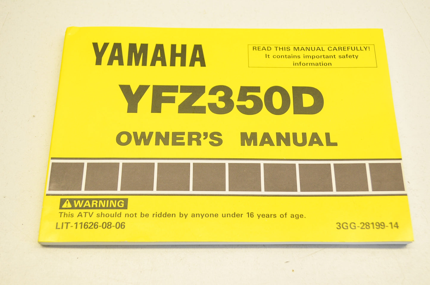 New OEM Yamaha YFZ350D Owner's Manual NOS