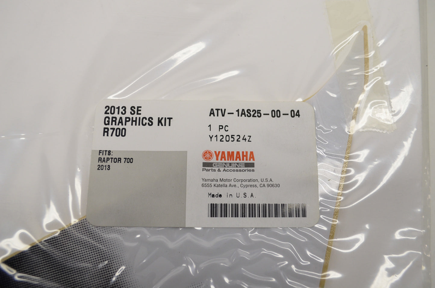 OEM Yamaha ATV-1AS25-00-04 Graphic Kit 13 Raptor 700 NOS