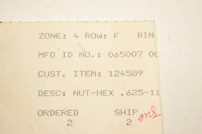New Gravely Hex Nut .625-11 QTY 2 NOS
