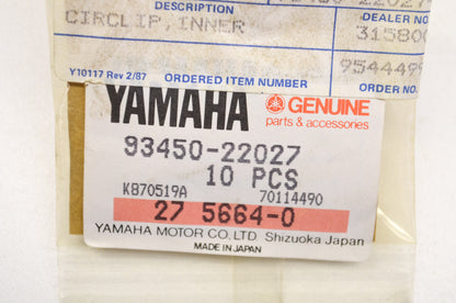 OEM Yamaha 93450-22027-00 Inner Circlip Qty 2 NOS