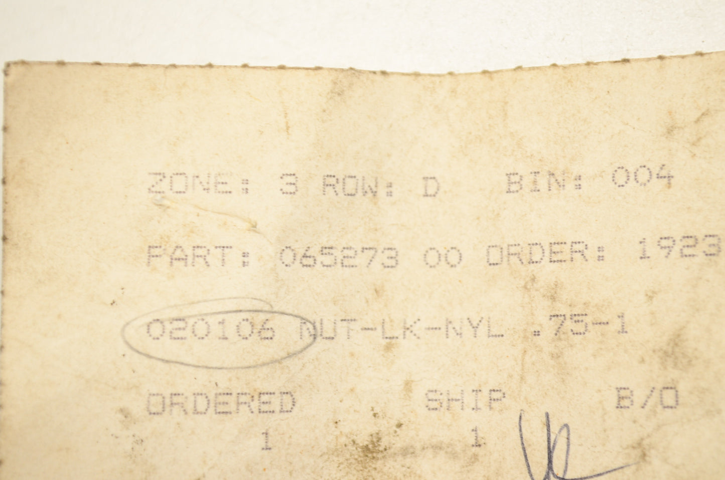 Gravely 020106, 06527300 Lock Nut .75-10 NOS