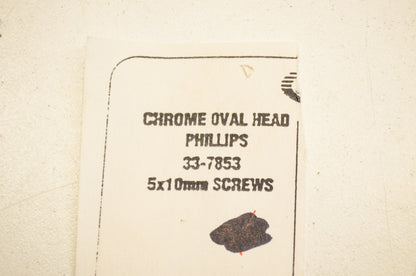 K&L 33-7853 Chrome Oval Head Phillips Screw 5x10mm NOS