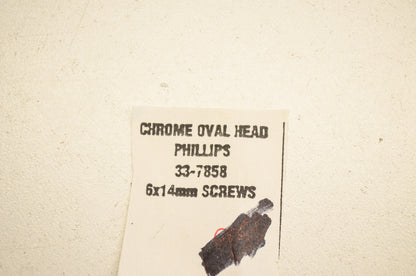 New K&L Chrome Oval Head Phillips Screw 6x14mm NOS