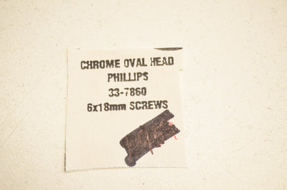 K&L 33-7860 Chrome Oval Head Phillips Screw 6x18mm NOS