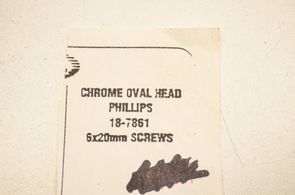 K&L 18-7861 Chrome Oval Head Phillips Screw 6x20mm NOS